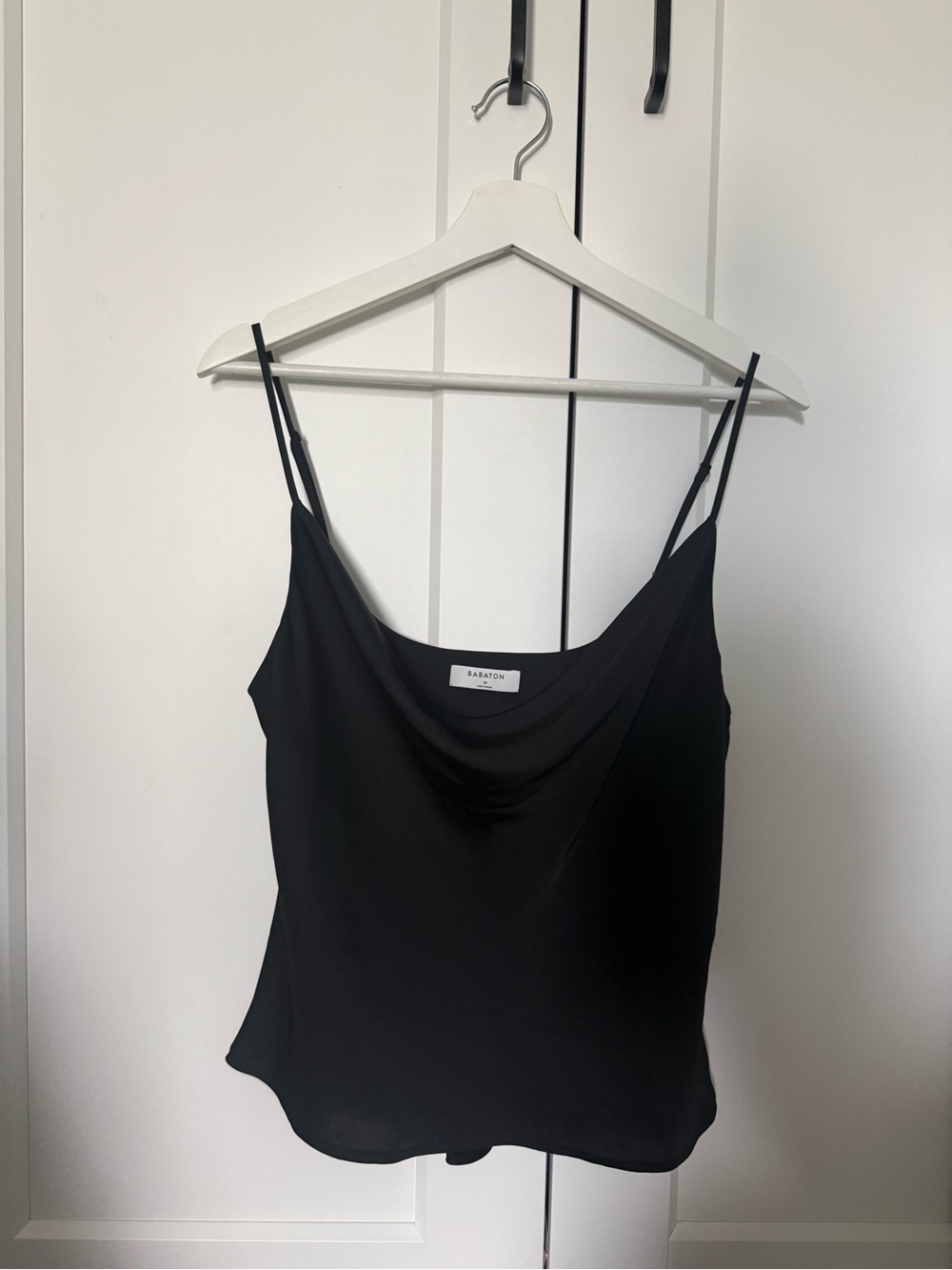 Babaton Black Cowl-Neck Silk Camisole